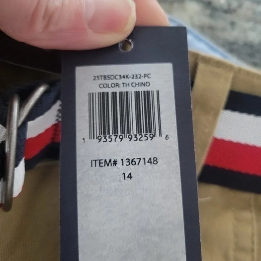 Tommy Hilfiger Boys Khaki Shorts Belted Size 14 New With Tags Casual Classic